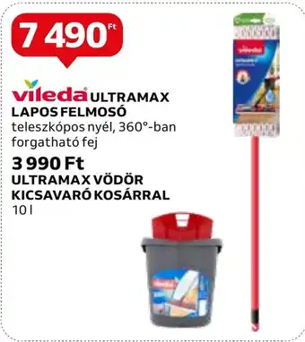 Auchan vileda ULTRAMAX LAPOS FELMOSÓ, ULTRAMAX VÖDÖR KICSAVARÓ KOSÁRRAL 10l ajánlat