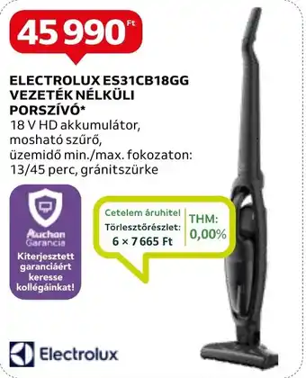 Auchan ELECTROLUX ES31CB18GG VEZETÉK NÉLKÜLI PORSZÍVÓ ajánlat