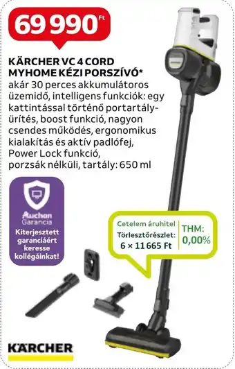 Auchan KÄRCHER VC 4 CORD MYHOME KÉZI PORSZÍVÓ ajánlat