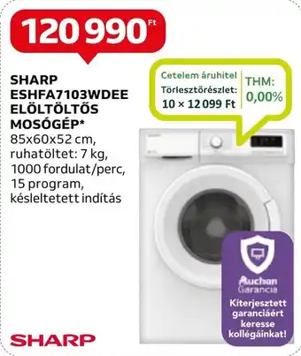 SHARP ESHFA7103WDEE ELÖLTÖLTŐS MOSÓGÉP 85x60x52 cm