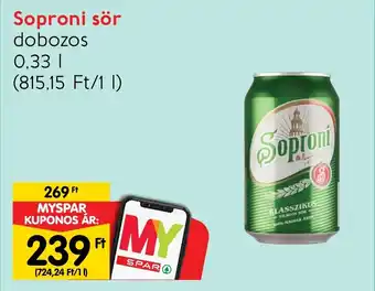Spar Soproni sör dobozos 0.33l ajánlat