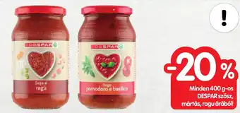 Spar Minden 400 g-os DESPAR szósz, mártás, ragu árából! ajánlat