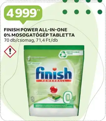 Auchan FINISH POWER ALL-IN-ONE 0% MOSOGATÓGÉP TABLETTA 70 db/csomag ajánlat