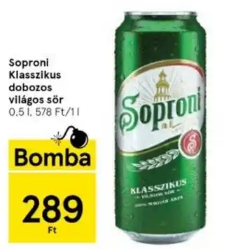 Tesco Soproni Klasszikus dobozos világos sör 0,5l ajánlat