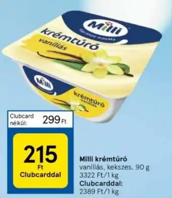 Tesco Milli krémtúró 90g ajánlat