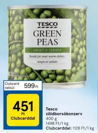 Tesco Tesco zöldborsókonzerv 400g ajánlat