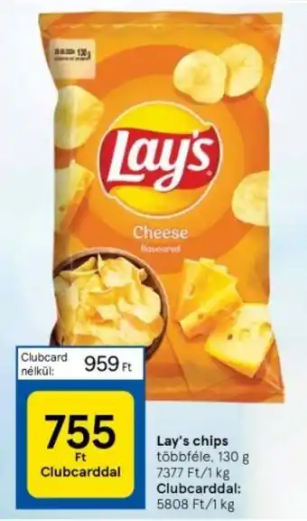 Tesco Lay's chips többféle, 130 g ajánlat
