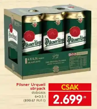 Spar Pilsner Urquell sörpack dobozos 6x0.5l ajánlat