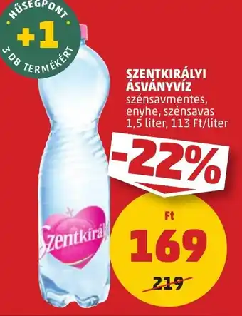 PENNY SZENTKIRÁLYI ÁSVÁNYVÍZ 1,5l ajánlat