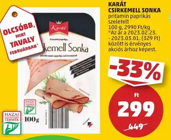 PENNY KARÁT CSIRKEMELL SONKA 100g ajánlat
