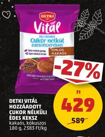 PENNY DETKI VITÁL HOZZÁADOTT CUKOR NÉLKÜLI ÉDES KEKSZ 180g ajánlat