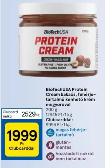 Tesco BioTechUSA Protein Cream kakaós, fehérjetartalmú kenhető krém mogyoróval 200g ajánlat