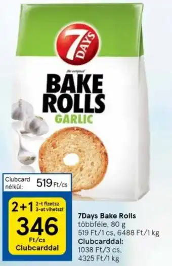 Tesco 7Days Bake Rolls 80g ajánlat