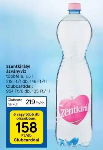 Tesco Szentkirályi ásványvíz 1,5l ajánlat