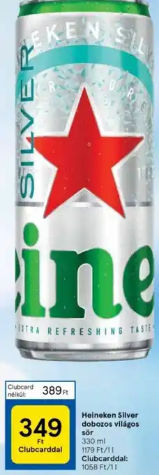 Tesco Heineken Silver dobozos világos sör 330ml ajánlat