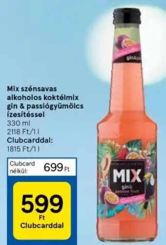 Tesco Mix szénsavas alkoholos koktélmix gin & passiógyümölcs ízesítéssel 330ml ajánlat