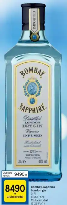 Tesco Bombay Sapphire London gin 0,7l ajánlat