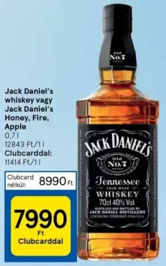 Tesco Jack Daniel's whiskey vagy Jack Daniel's Honey, Fire, Apple 0,7l ajánlat