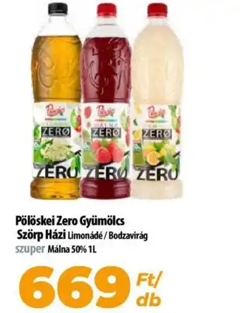 Coop Pölöskei Zero Gyümölcs Szörp Házi 1l ajánlat