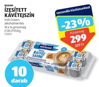 ALDI MILRAM ÍZESÍTETT KÁVÉTEJSZÍN 10x14g ajánlat
