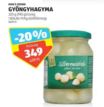 ALDI KING'S CROWN GYÖNGYHAGYMA 320g ajánlat