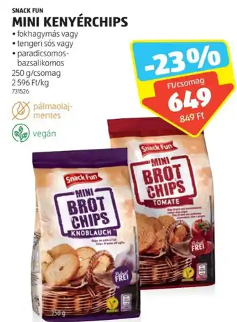 ALDI SNACK FUN MINI KENYÉRCHIPS 250g ajánlat