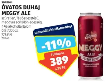 SOPRONI ÓVATOS DUHAJ MEGGY ALE 4% 0,5l