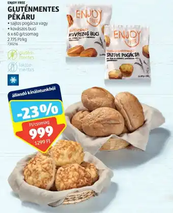 ALDI ENJOY FREE GLUTÉNMENTES PÉKÁRU 6x60g ajánlat