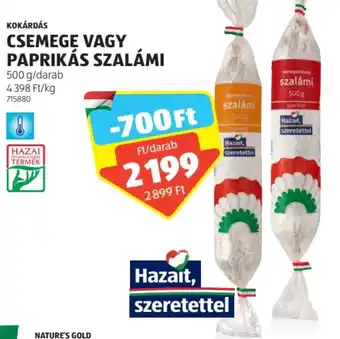 ALDI KOKÁRDÁS CSEMEGE VAGY PAPRIKÁS SZALÁMI 500g ajánlat