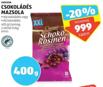 ALDI CHOCEUR CSOKOLÁDÉS MAZSOLA 400g ajánlat