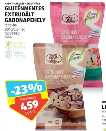 ALDI HAPPY HARVEST ENJOY FREE GLUTÉNMENTES EXTRUDÁLT GABONAPEHELY 300g ajánlat