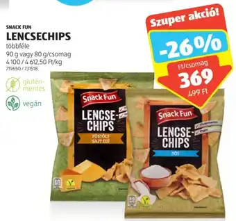 ALDI SNACK FUN LENCSECHIPS 90g, 80g ajánlat