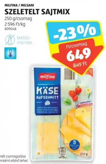 ALDI MILFINA, MILSANI SZELETELT SAJTMIX 250g ajánlat