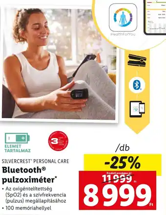 Lidl SILVERCREST PERSONAL CARE Bluetooth pulzoximéter ajánlat