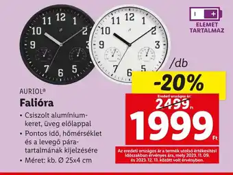 Lidl AURIOL Falióra ajánlat