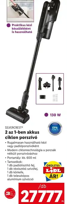 Lidl SILVERCREST 2 az 1 ben akkus ciklon porszívó ajánlat