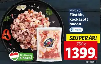 Lidl PÁPAI HÚS Füstölt kockázott bacon 750g ajánlat