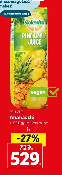 Lidl SOLEVITA Ananászlé 1l ajánlat