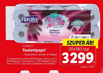 Lidl FLORALYS Toalettpapír 20x180lap ajánlat