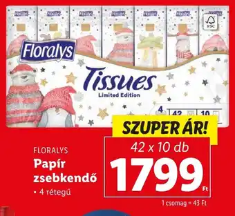Lidl FLORALYS Papír zsebkendő 42x10db ajánlat