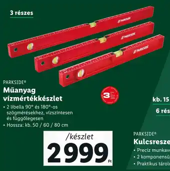 Lidl PARKSIDE Műanyag vízmértékkészlet 3 részes 50, 60, 80cm ajánlat