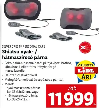 Lidl SILVERCREST PERSONAL CARE Shiatsu nyak, hátmaszírozó párna 33x18x12cm, 33x24x12cm ajánlat