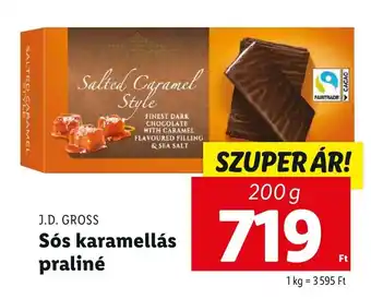 Lidl J.D. GROSS Sós karamellás praliné 200g ajánlat