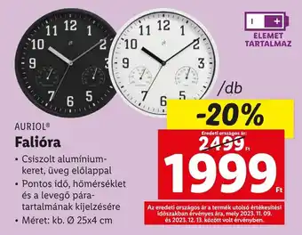 Lidl AURIOL Falióra ajánlat