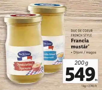 DUC DE COEUR FRENCH STYLE Francia mustár 200g