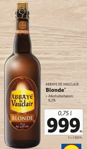 Lidl ABBAYE DE VAUCLAIR Blonde 0.75l ajánlat
