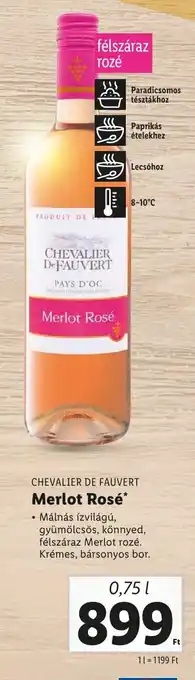Lidl CHEVALIER DE FAUVERT Merlot Rosé 0.75l ajánlat