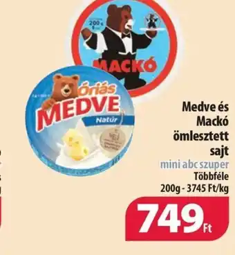 Coop Medve és Mackó ömlesztett sajt 200g ajánlat