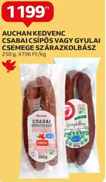 Auchan AUCHAN KEDVENC CSABAI CSÍPŐS VAGY GYULAI CSEMEGE SZÁRAZKOLBÁSZ 250g ajánlat