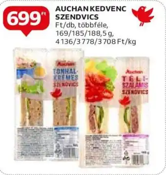 Auchan AUCHAN KEDVENC SZENDVICS 169g, 185g, 188,5g ajánlat